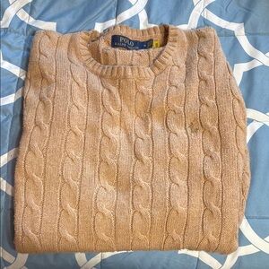 Polo by Ralph Lauren Tan Crewneck Cable Knit Sweater